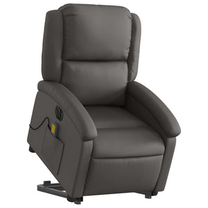 Elektrischer Massagesessel mit Aufstehhilfe Leder Grau