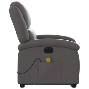 Elektrischer Massagesessel mit Aufstehhilfe Leder Grau