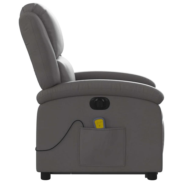 Elektrischer Massagesessel mit Aufstehhilfe Leder Grau