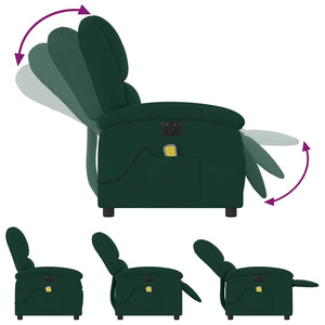 Elektrischer Massagesessel Dunkelgrün Samt