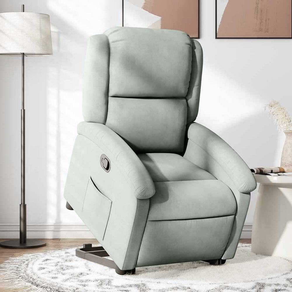 vidaXL Fauteuil releveur relax gris clair velours
