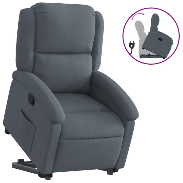 vidaXL Fauteuil relax avec fonction releveur Gris foncé Velours