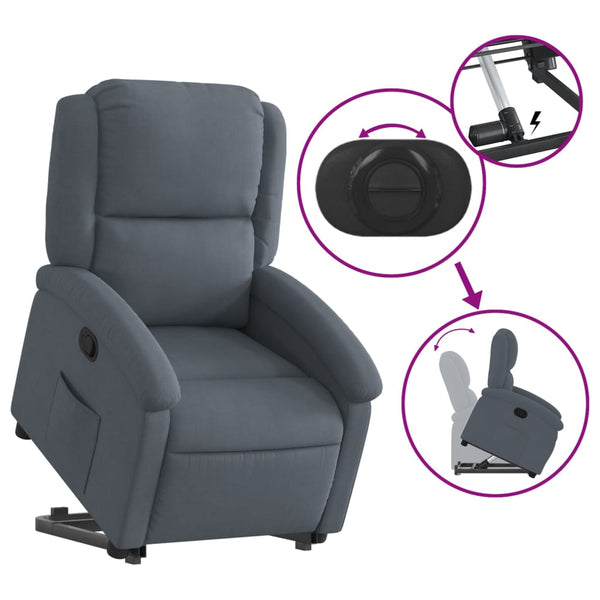 vidaXL Fauteuil relax avec fonction releveur Gris foncé Velours