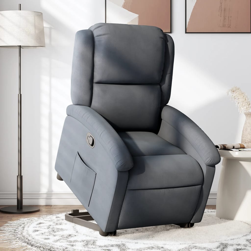 vidaXL Fauteuil relax avec fonction releveur Gris foncé Velours