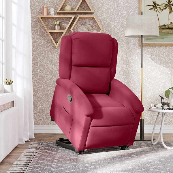 vidaXL Fauteuil releveur rouge bordeaux velours
