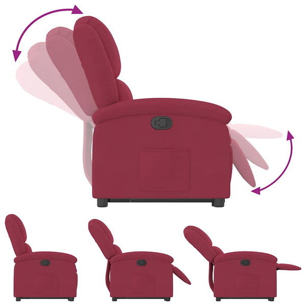 vidaXL Fauteuil releveur rouge bordeaux velours