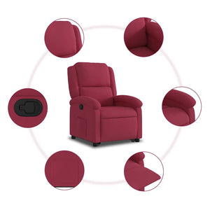 vidaXL Fauteuil releveur rouge bordeaux velours