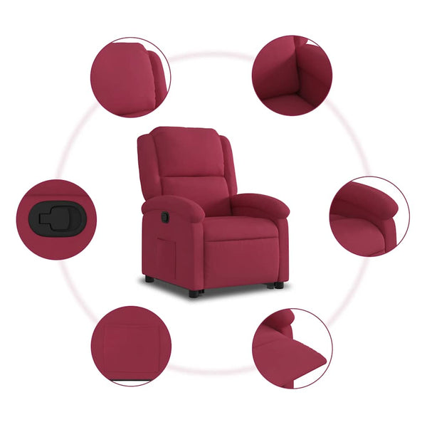 vidaXL Fauteuil releveur rouge bordeaux velours