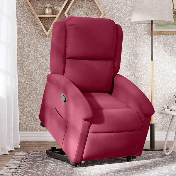 vidaXL Fauteuil releveur rouge bordeaux velours