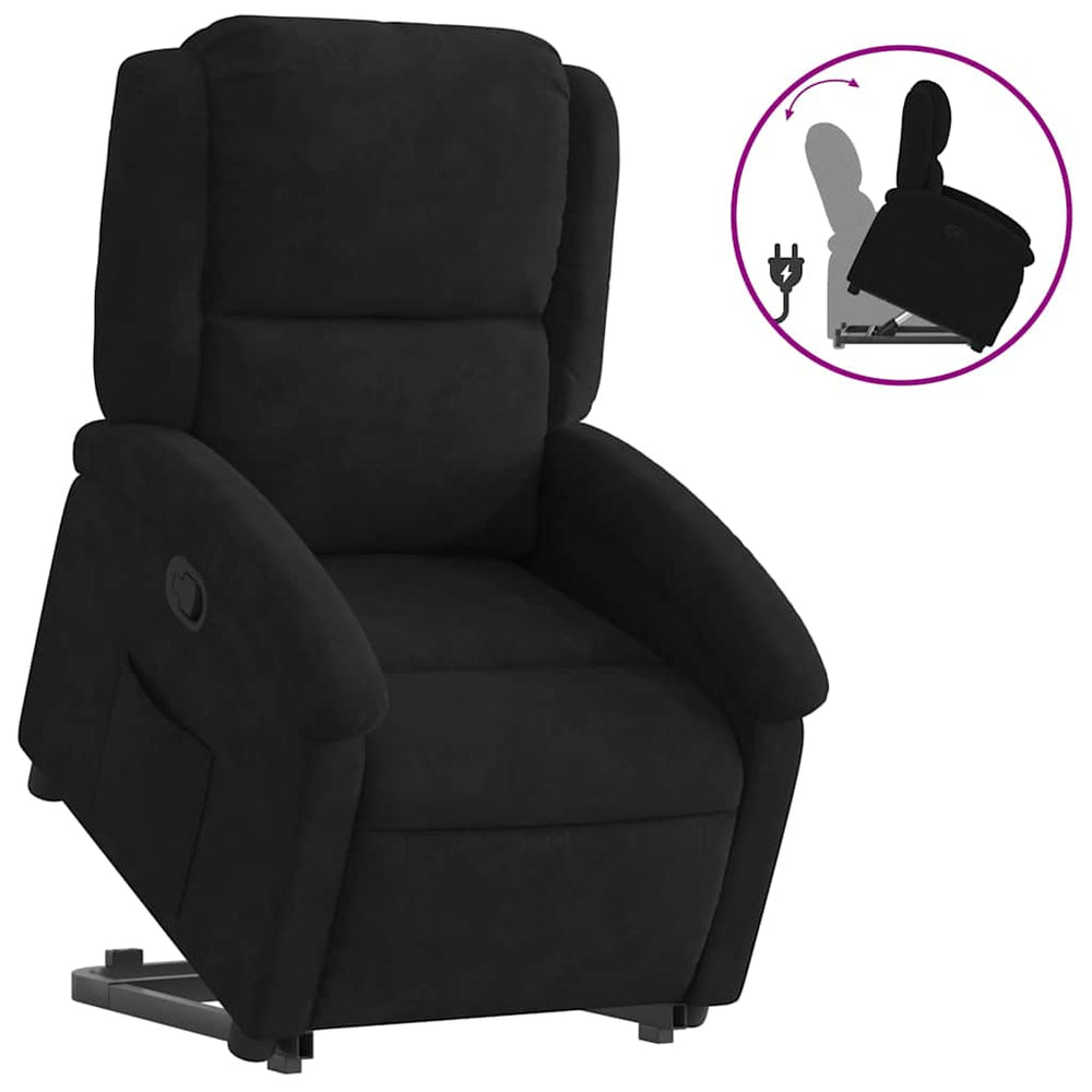Relaxsessel Schwarz Samt mit Aufstehhilfe