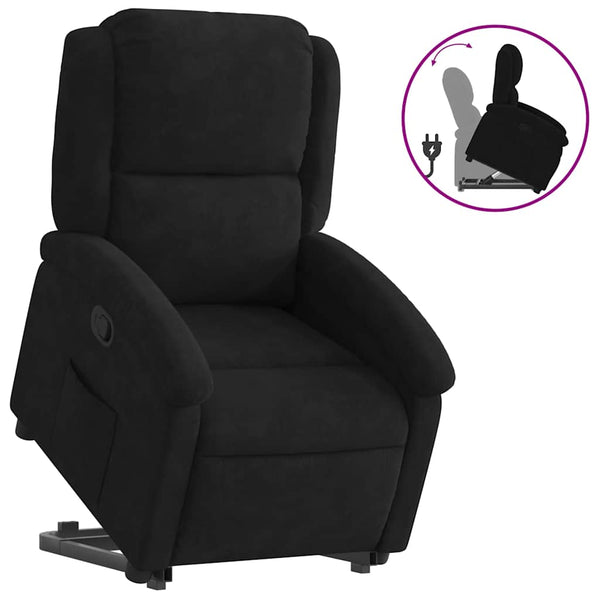 Relaxsessel Schwarz Samt mit Aufstehhilfe