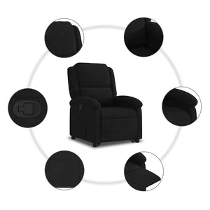 Relaxsessel Schwarz Samt mit Aufstehhilfe