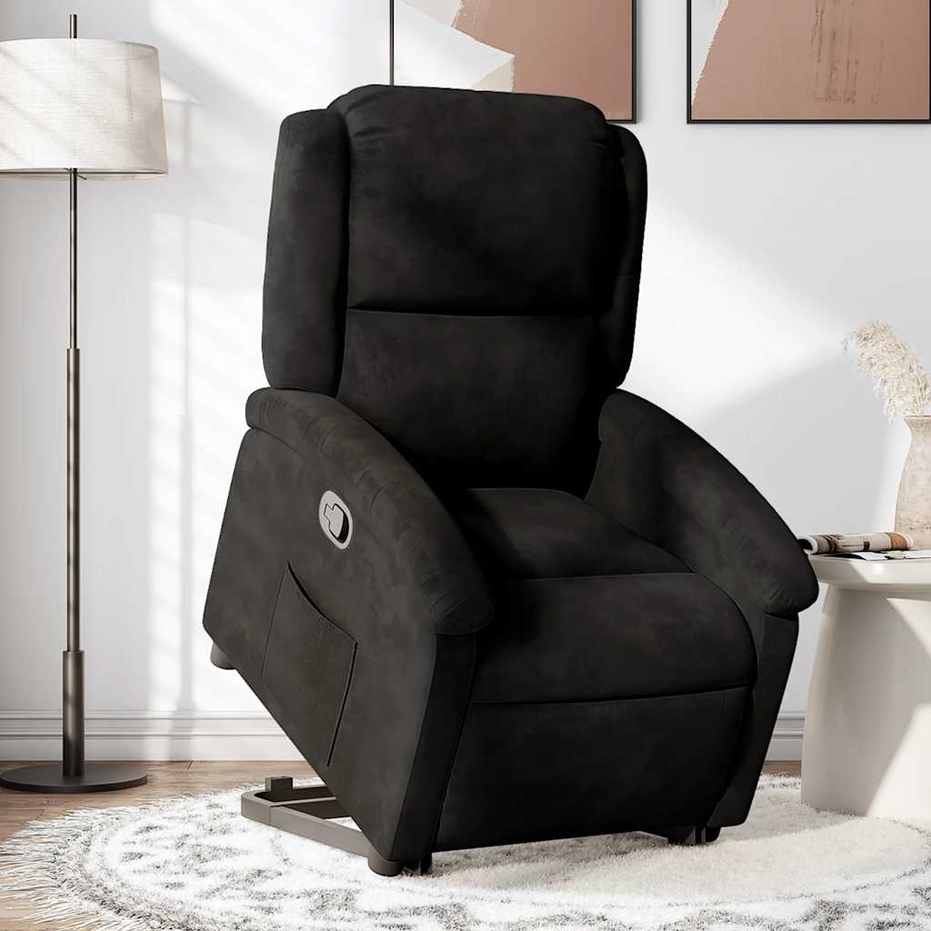 Relaxsessel Schwarz Samt mit Aufstehhilfe