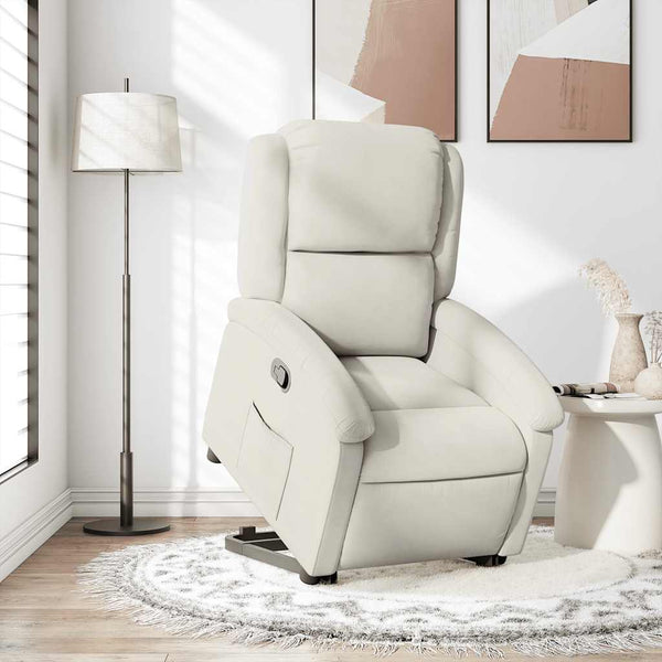 Relaxsessel mit Aufstehhilfe Creme Samt