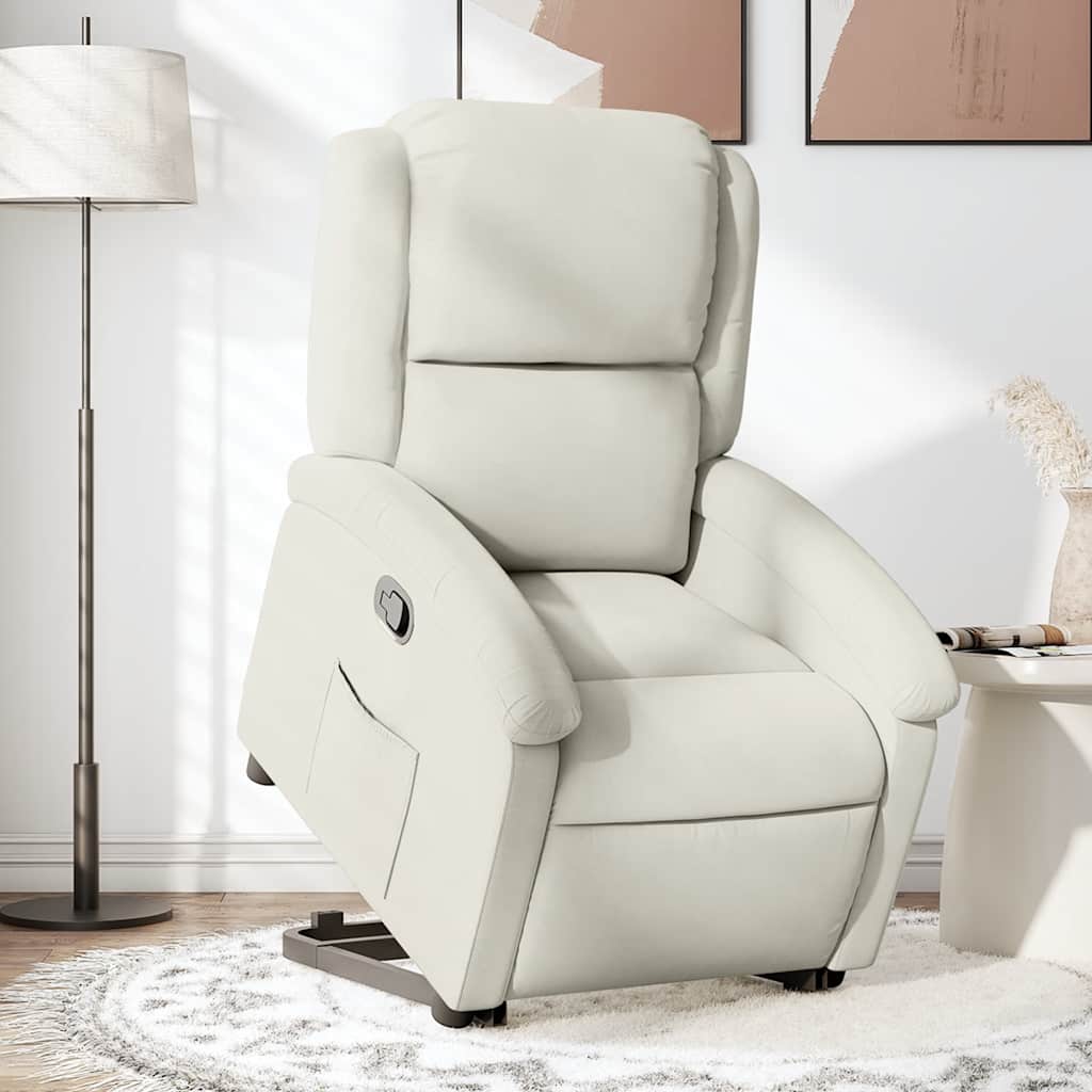 Relaxsessel mit Aufstehhilfe Creme Samt