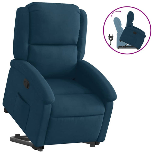 vidaXL Fauteuil de relaxation releveur bleu velours