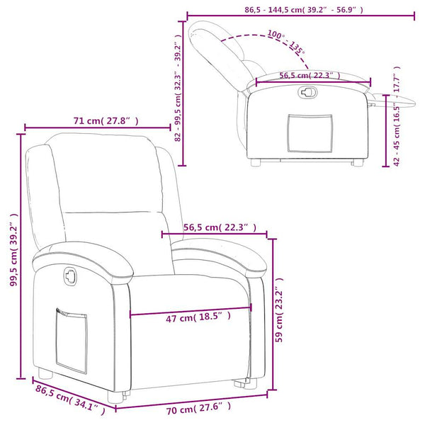 vidaXL Fauteuil de relaxation releveur bleu velours