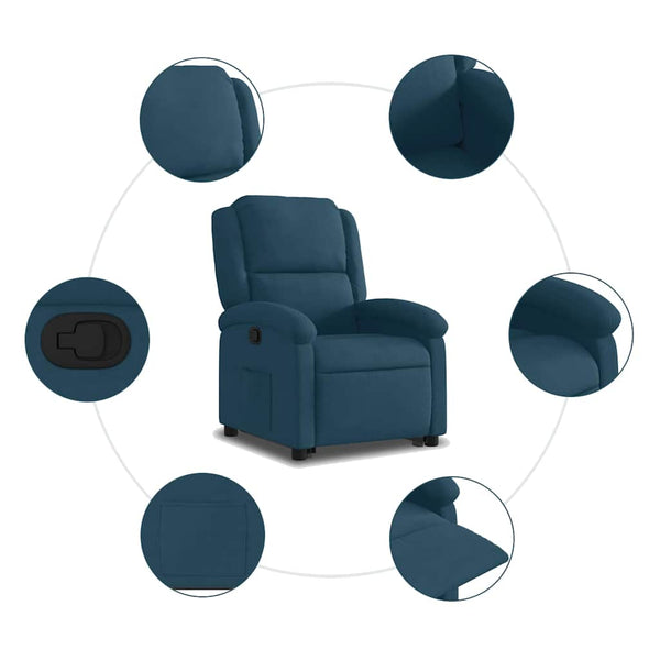 vidaXL Fauteuil de relaxation releveur bleu velours