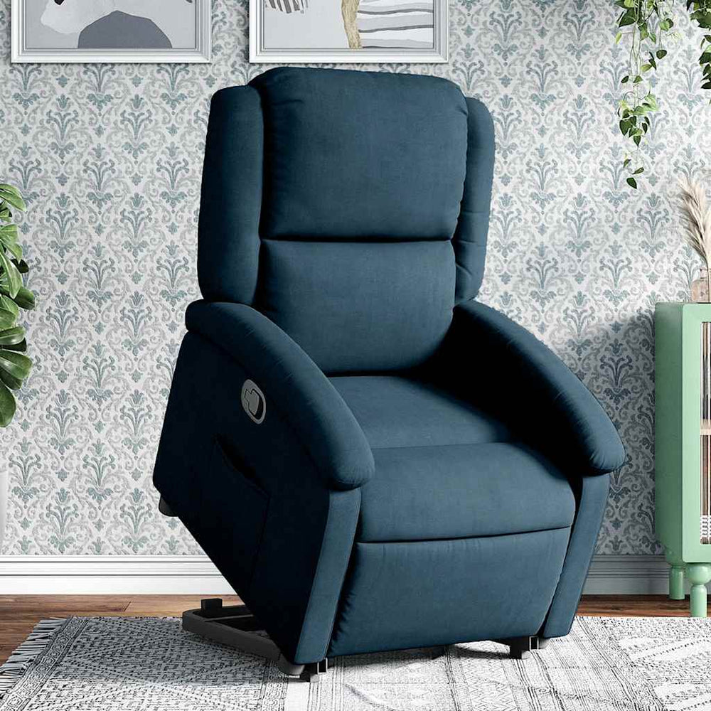 vidaXL Fauteuil de relaxation releveur bleu velours
