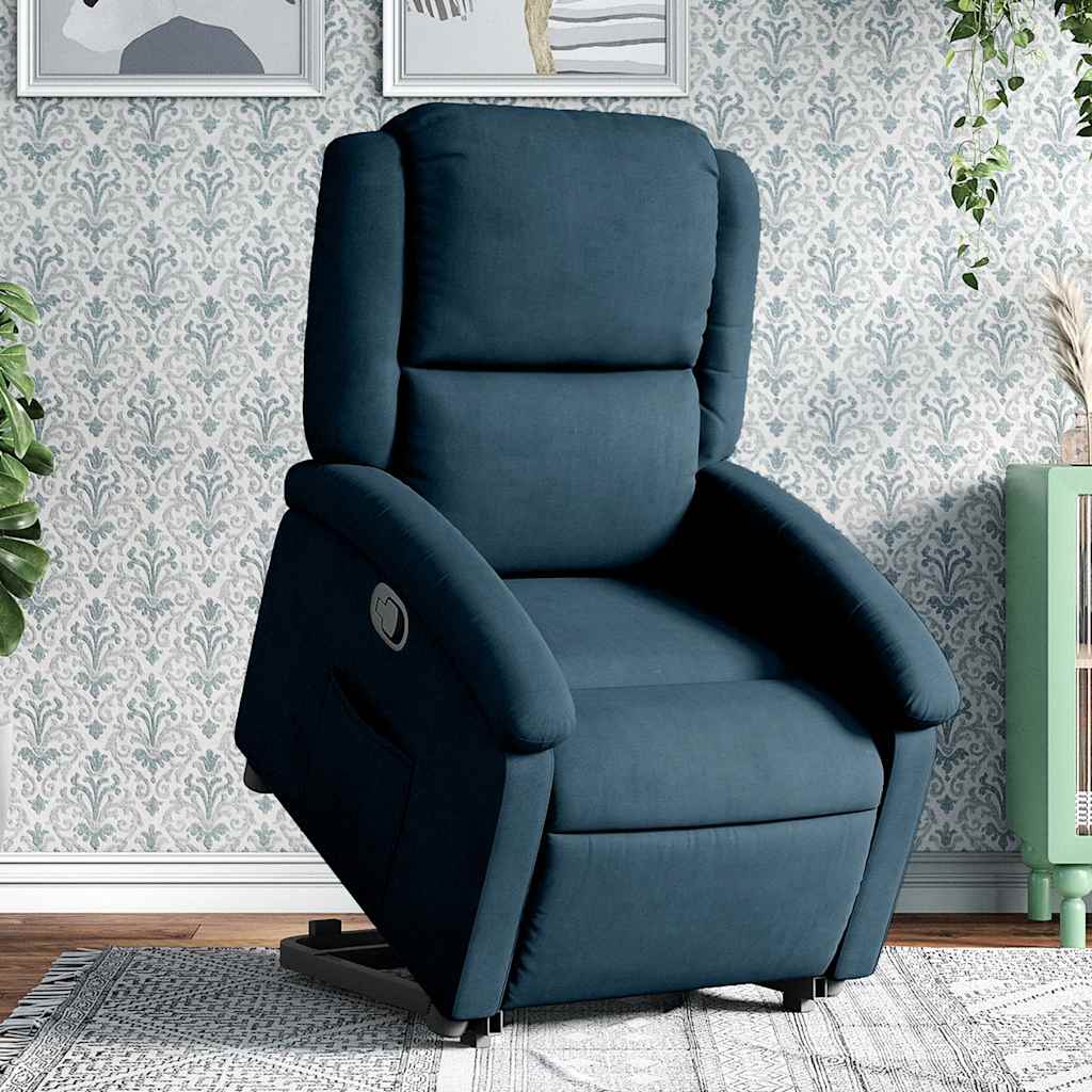 vidaXL Fauteuil de relaxation releveur bleu velours