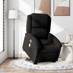 Massagesessel mit Aufstehhilfe Schwarz Samt