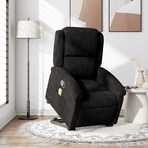 Massagesessel mit Aufstehhilfe Schwarz Samt