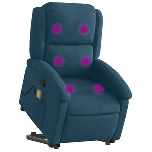 Massagesessel mit Aufstehhilfe Blau Samt