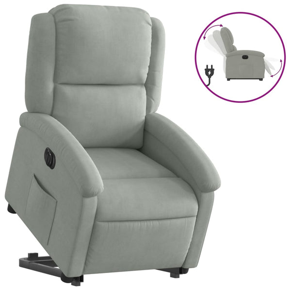 vidaXL Fauteuil releveur électrique gris clair velours