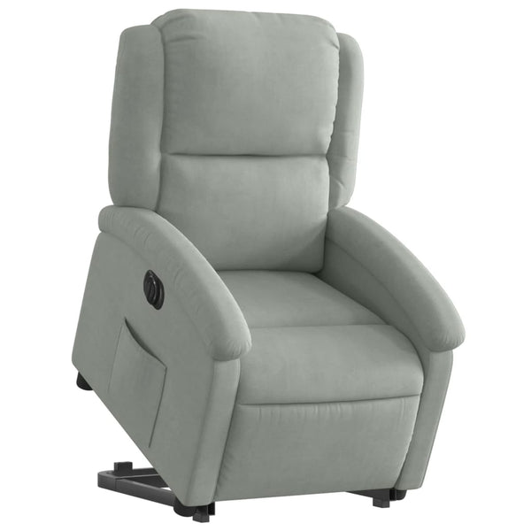 vidaXL Fauteuil releveur électrique gris clair velours