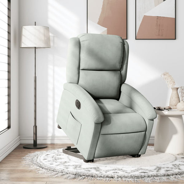 vidaXL Fauteuil releveur électrique gris clair velours