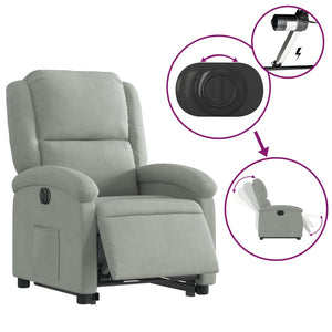 vidaXL Fauteuil releveur électrique gris clair velours