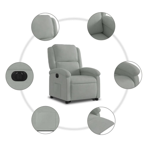 vidaXL Fauteuil releveur électrique gris clair velours