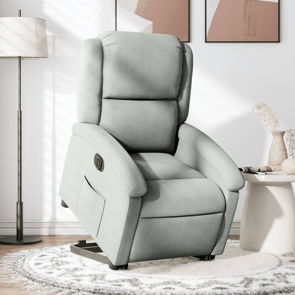 vidaXL Fauteuil releveur électrique gris clair velours
