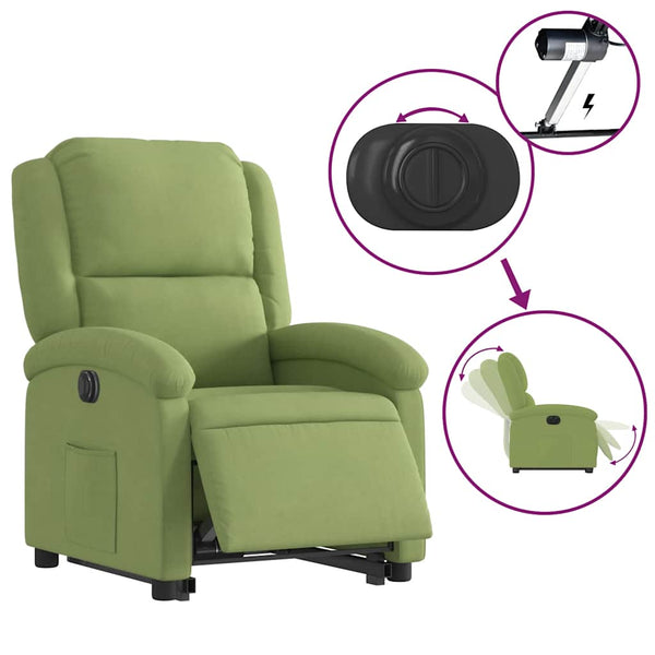 vidaXL Fauteuil releveur électrique velours vert clair
