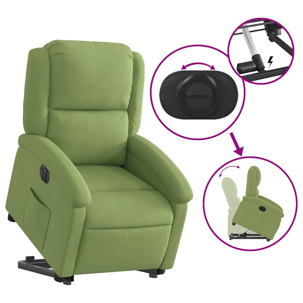 vidaXL Fauteuil releveur électrique velours vert clair