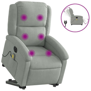 vidaXL Fauteuil de massage électrique avec fonction releveur Gris clair Velours