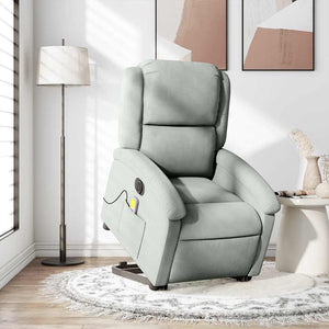 vidaXL Fauteuil de massage électrique avec fonction releveur Gris clair Velours