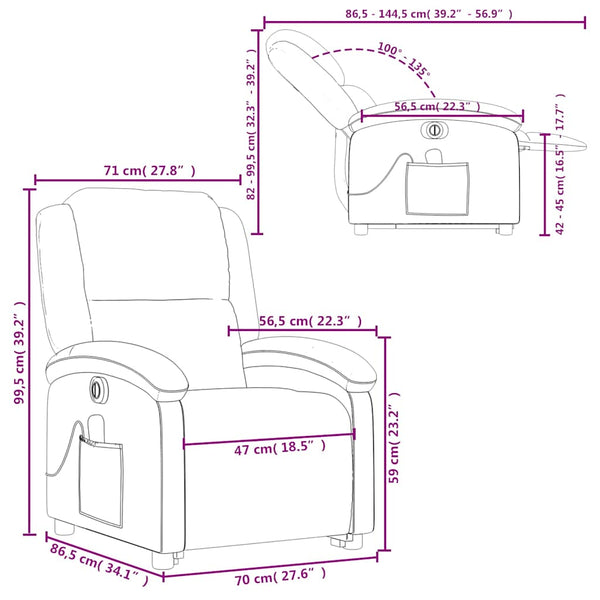 vidaXL Fauteuil de massage électrique avec fonction releveur Gris clair Velours