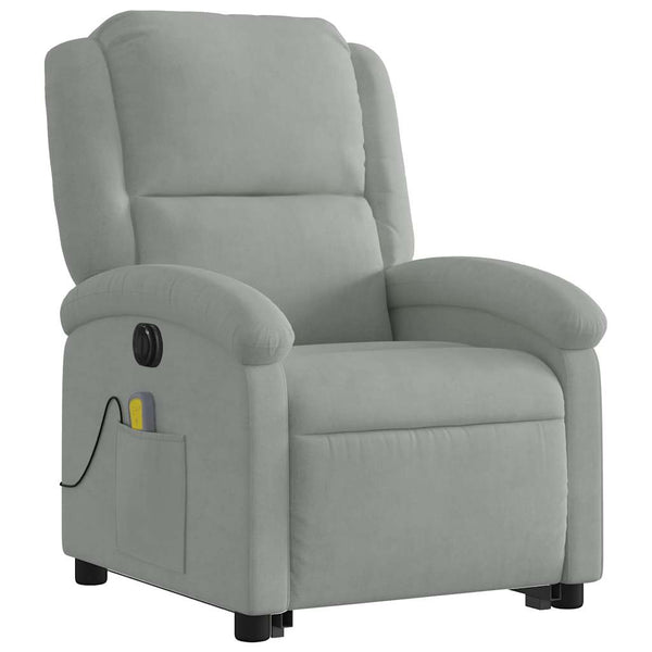 vidaXL Fauteuil de massage électrique avec fonction releveur Gris clair Velours