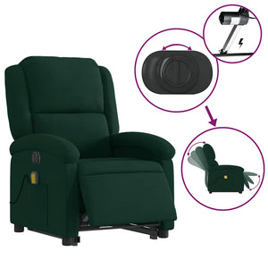 Elektrischer Massagesessel Dunkelgrün mit Aufstehhilfe