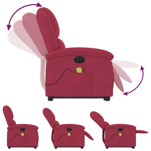 Elektrischer Massagesessel mit Aufstehhilfe Weinrot