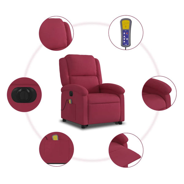 Elektrischer Massagesessel mit Aufstehhilfe Weinrot