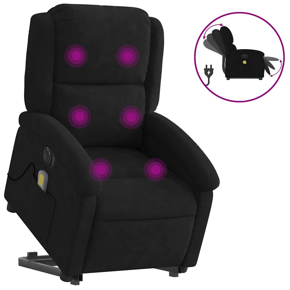 Elektrischer Massagesessel mit Aufstehhilfe Schwarz