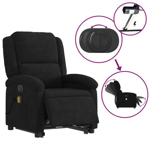 Elektrischer Massagesessel mit Aufstehhilfe Schwarz
