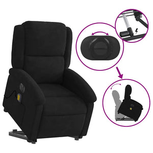 Elektrischer Massagesessel mit Aufstehhilfe Schwarz