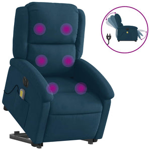 Elektrischer Massagesessel mit Aufstehhilfe Blau Samt