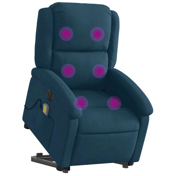 Elektrischer Massagesessel mit Aufstehhilfe Blau Samt