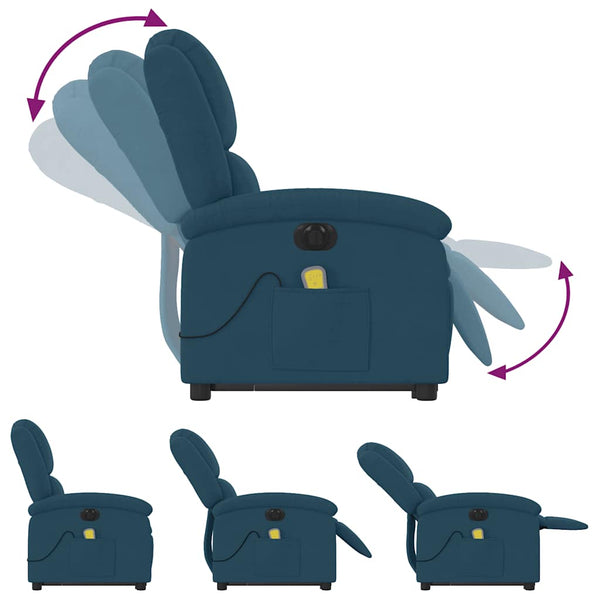 Elektrischer Massagesessel mit Aufstehhilfe Blau Samt