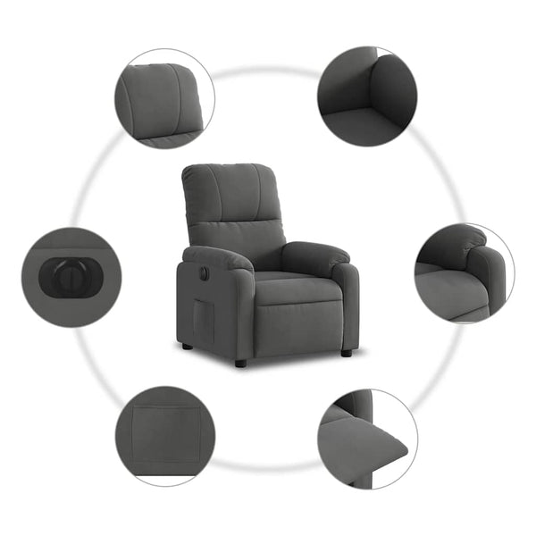 Elektrischer Relaxsessel Dunkelgrau Mikrofaser