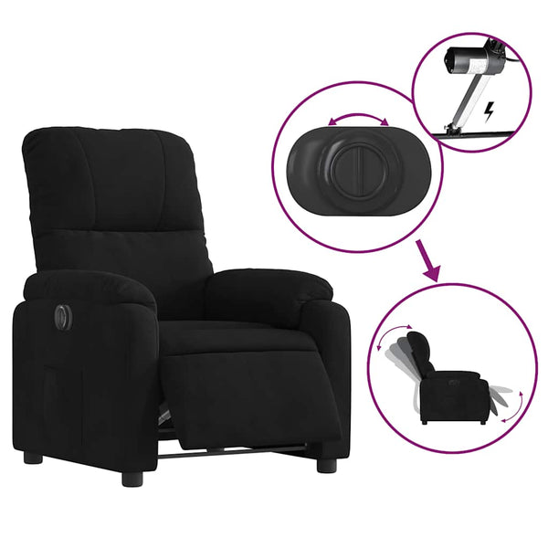 Elektrischer Relaxsessel Schwarz Mikrofaser